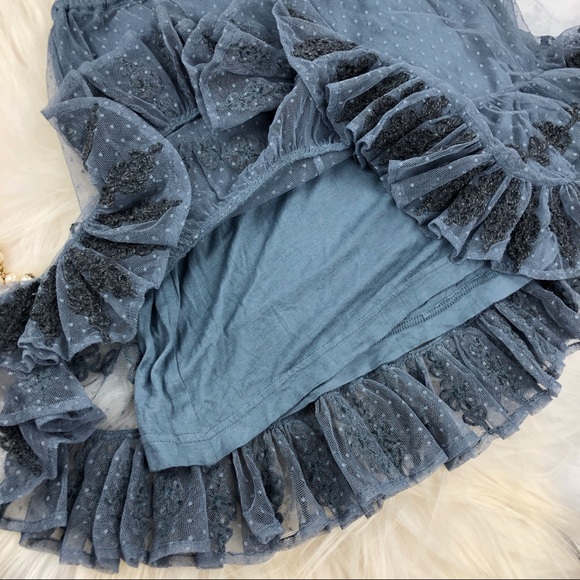 NWT Free People Polka Dot Mesh Ruffled Skirt - Picture 5 of 8